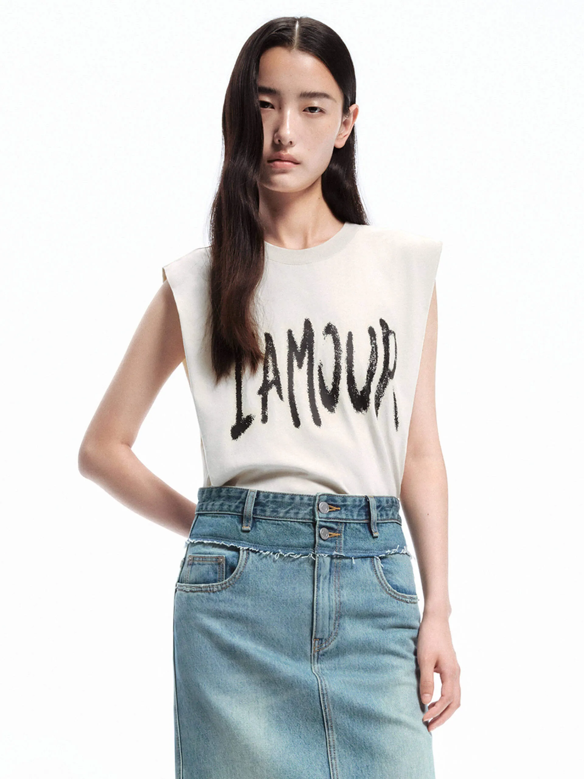 Letter Print Sleeveless T-shirt