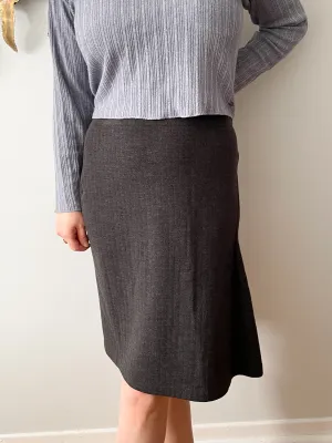 Lida Baday Grey Stripe Wool Pleat Skirt - Size 4