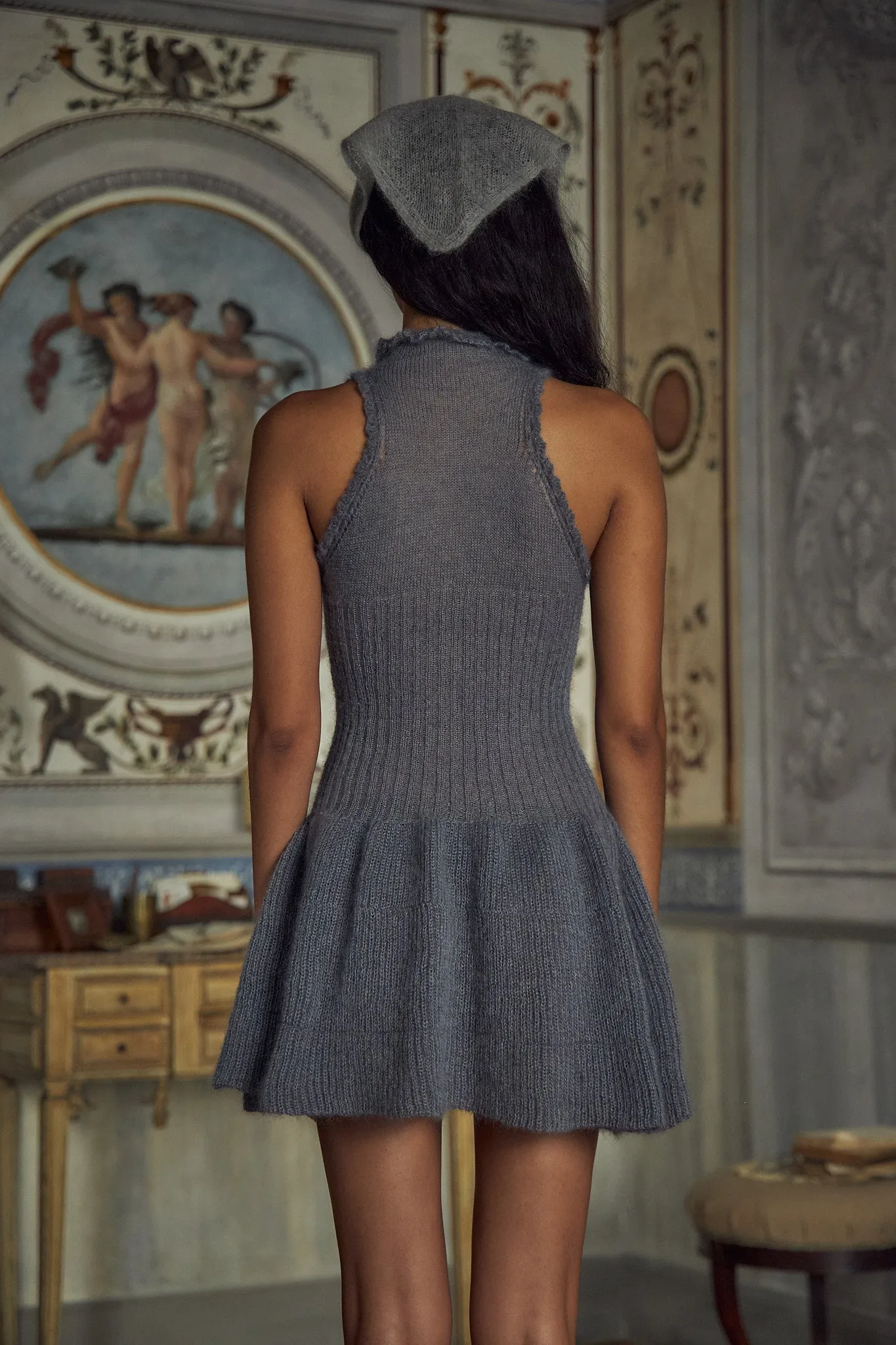 Little Lass Knit Mini Dress Grey (Pre-Order)