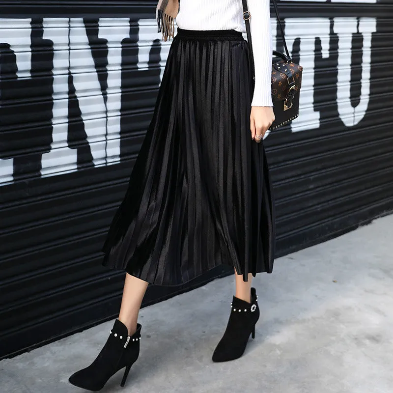 Long Black Pleated Skirt