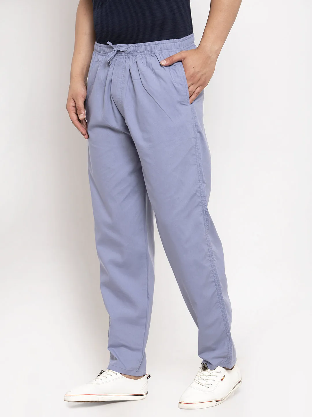 Men's Grey Solid Cotton Track Pants ( JOG 011Light-Grey ) - Jainish