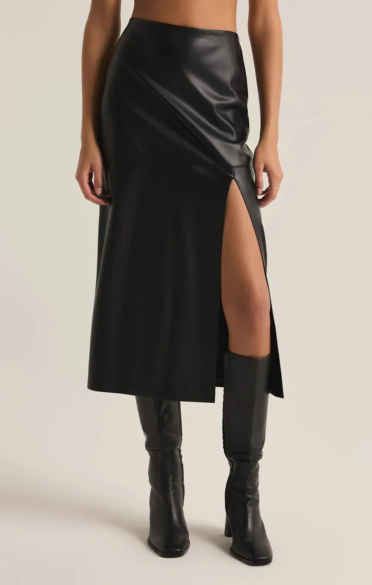 Metropolitan Faux Leather Midi Skirt