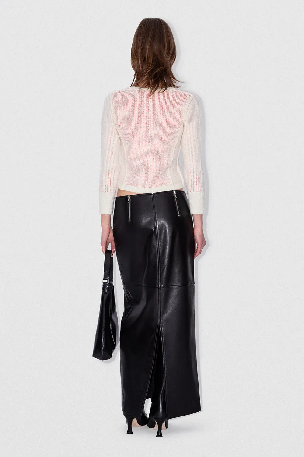 Milena Long Skirt Black Calf Nappa Leather