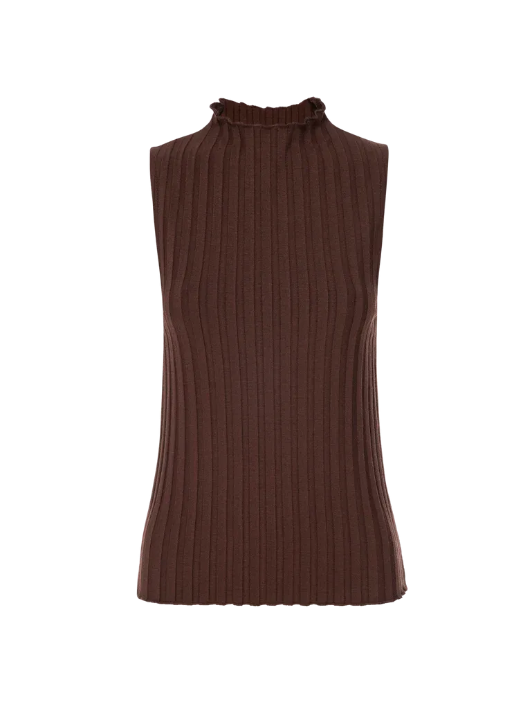 Nation LTD - Claudia Turtleneck Tank in Pinot Noir