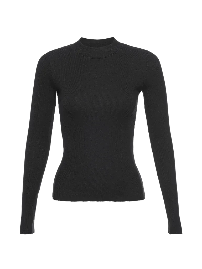 Nation LTD - Gina Slim Mock Neck in Jet Black