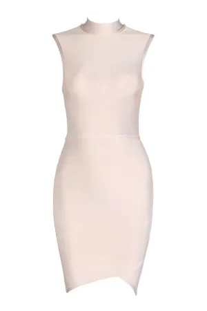 Nude High Neck Sleeveless Bandage Dress