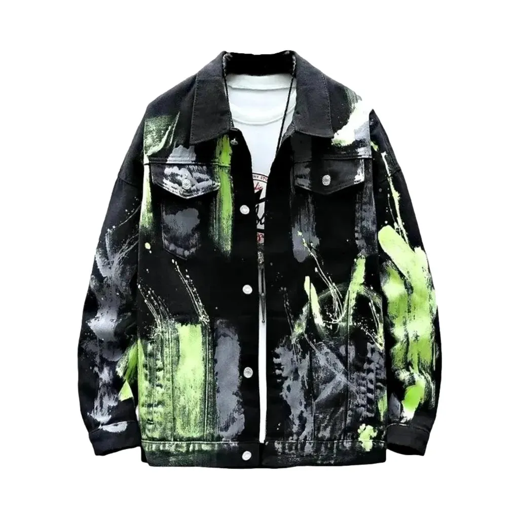 Painted oversized street men's denim jacket