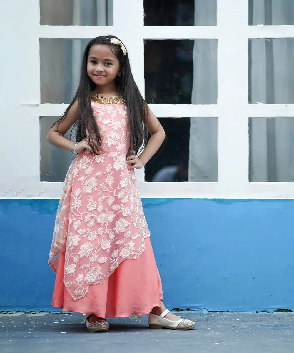 Peach Colored Fancy Gown for Wedding