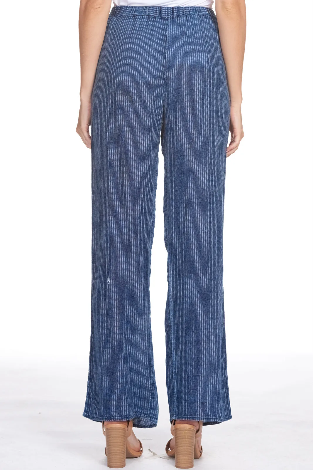 Pinstripe Pants with Tie Belt