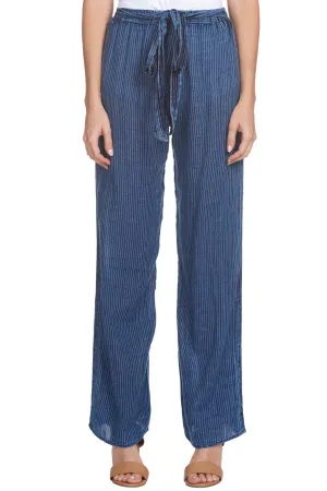 Pinstripe Pants with Tie Belt