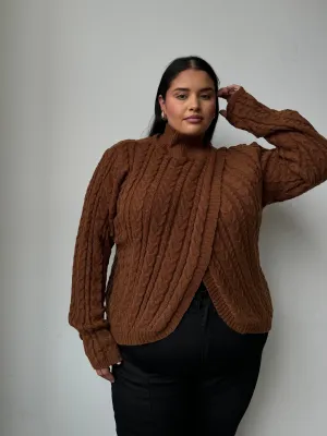 Plus Size Cable Knit Turtleneck Sweater