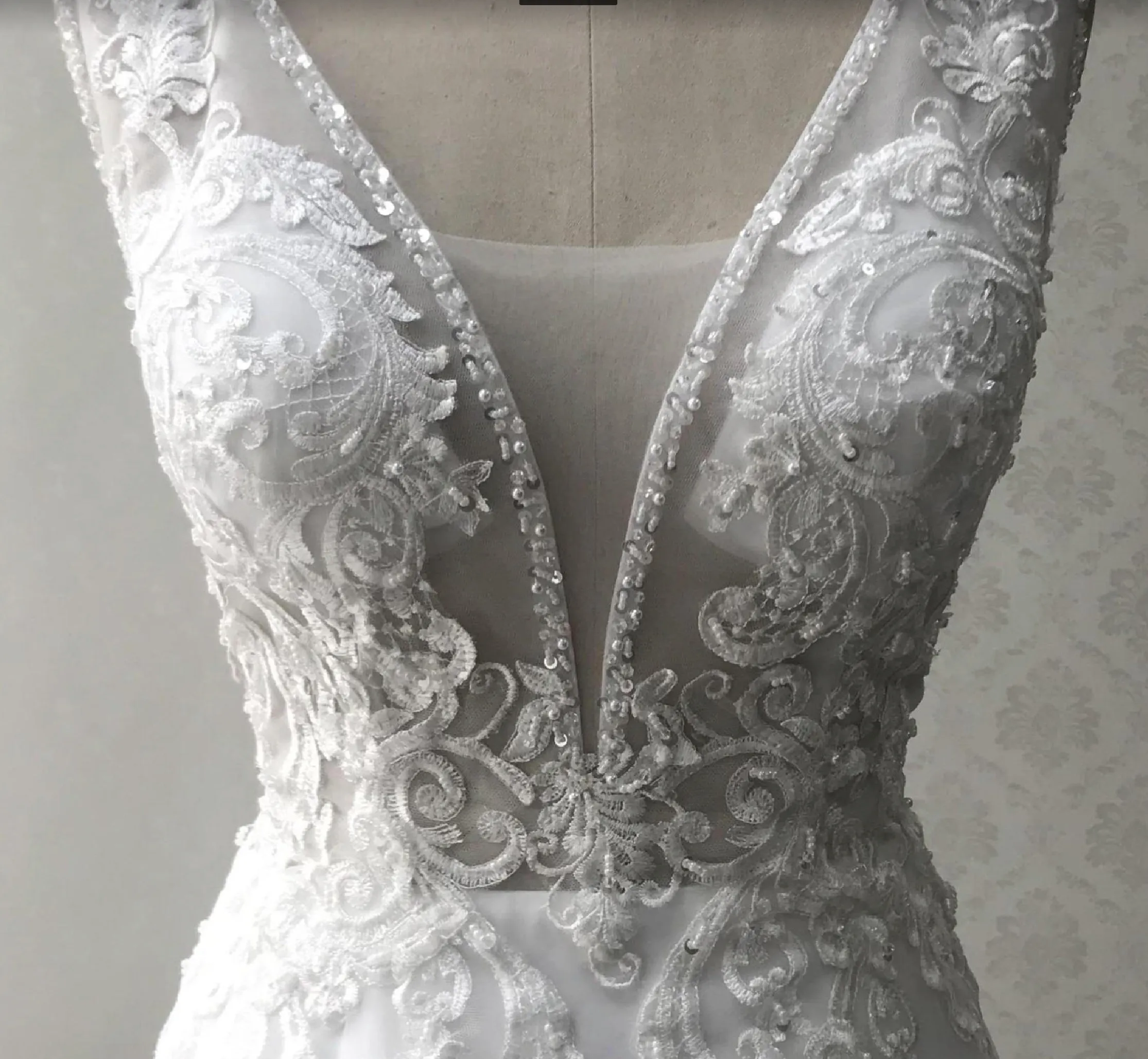 Plus Size Deep V A Line Wedding Dress