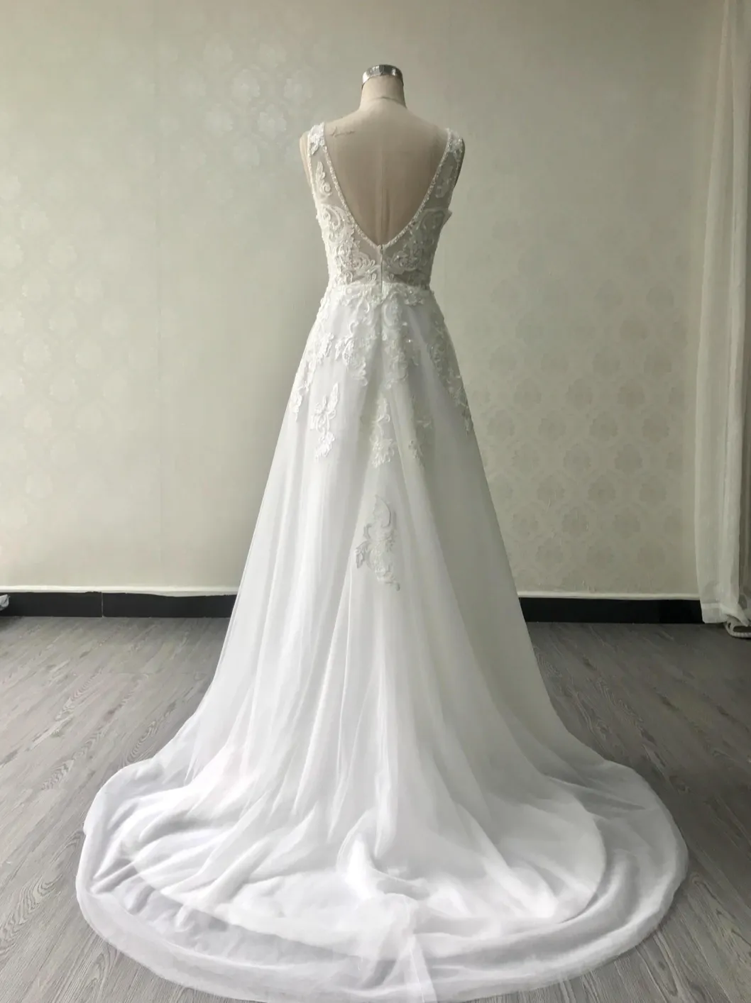 Plus Size Deep V A Line Wedding Dress