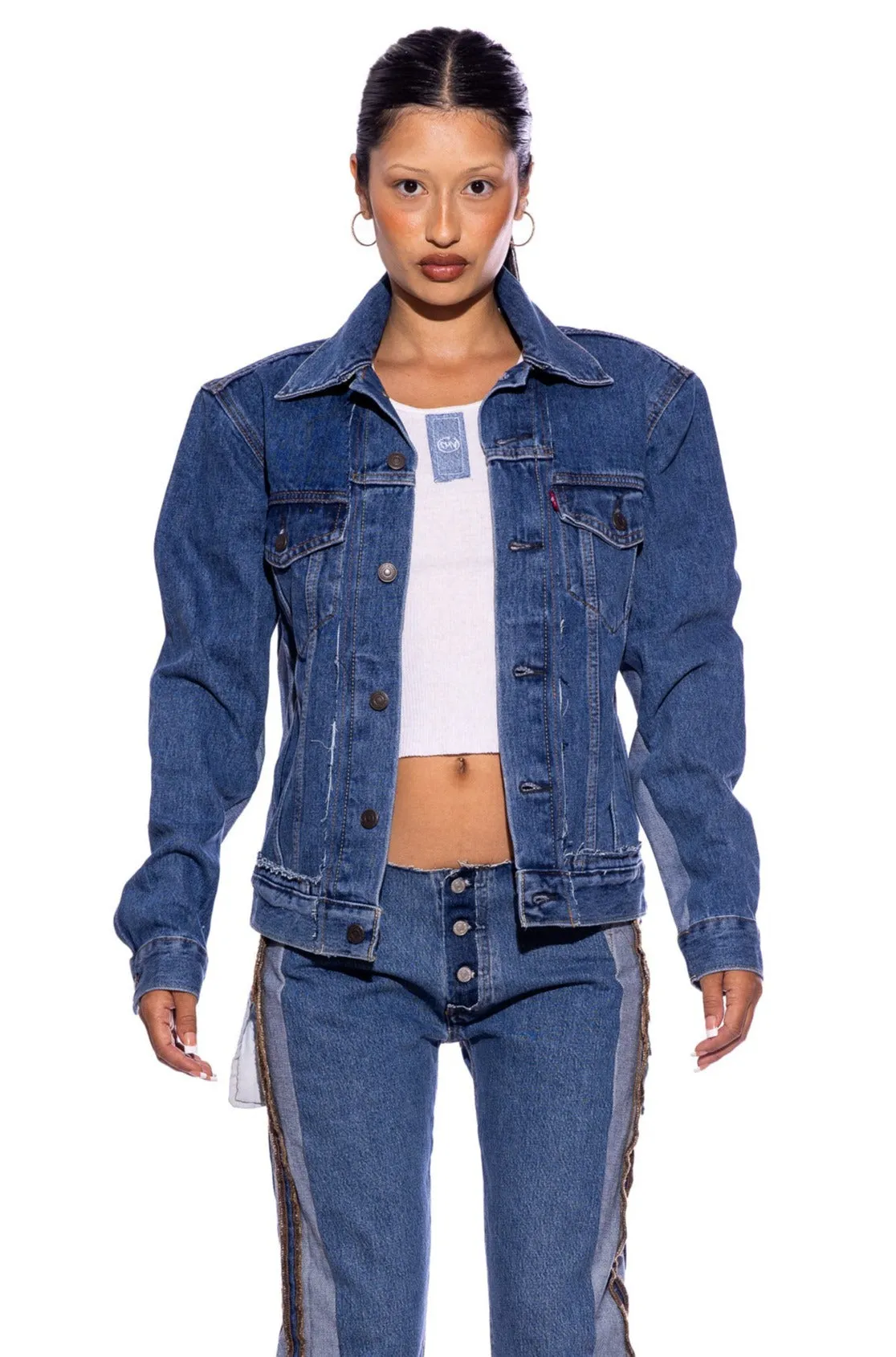 PORTERHOUSE TRUCKER JACKET IN VINTAGE BLUE DENIM