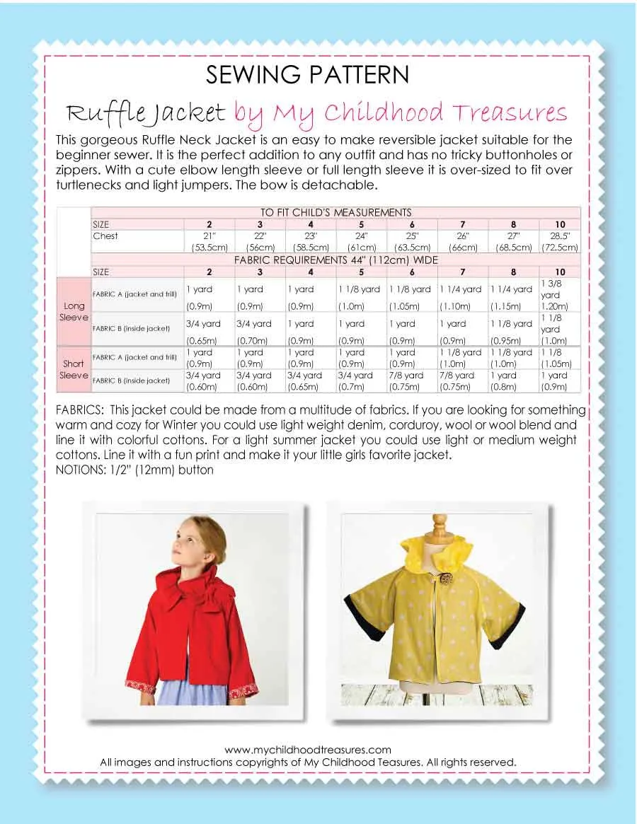 Reversible Ruffle Jacket Sewing Pattern