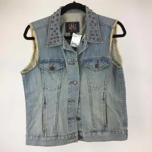 Rock & Republic Size M Blue Denim Vest, Outerwear