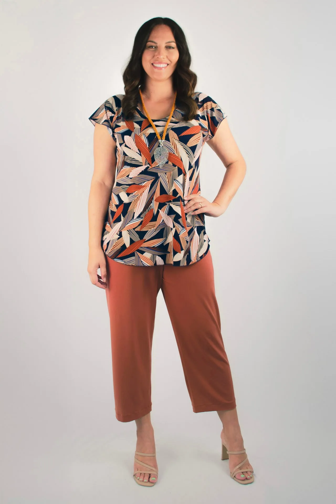 Rust 3/4 Jersey Palazzo Pants