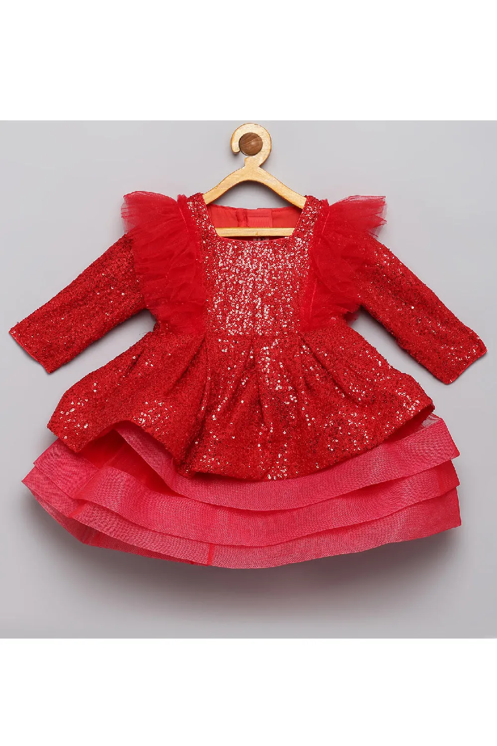 Sequins Embroidered Ruffle Dress