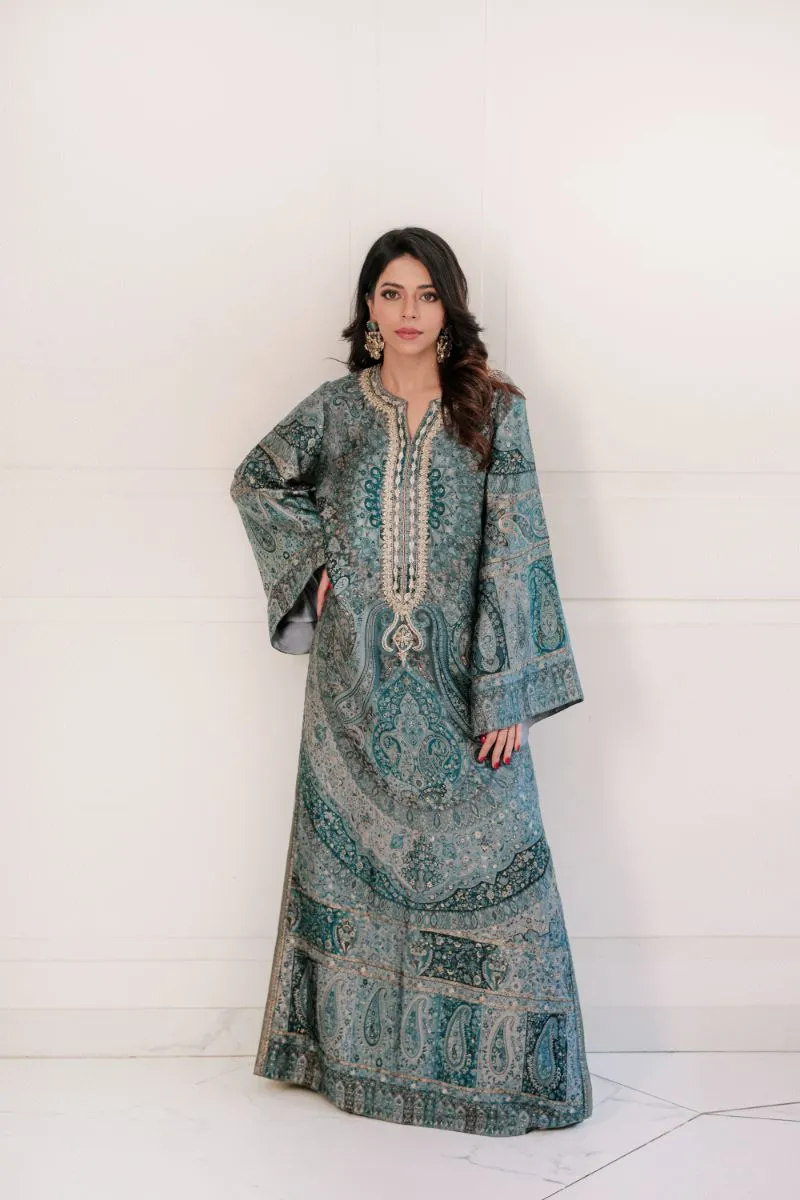 Shehrnaz - SHK-1418 - grey - jamavar silk - 2 Piece