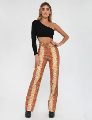 Shiraz Pant - Orange Snakeskin