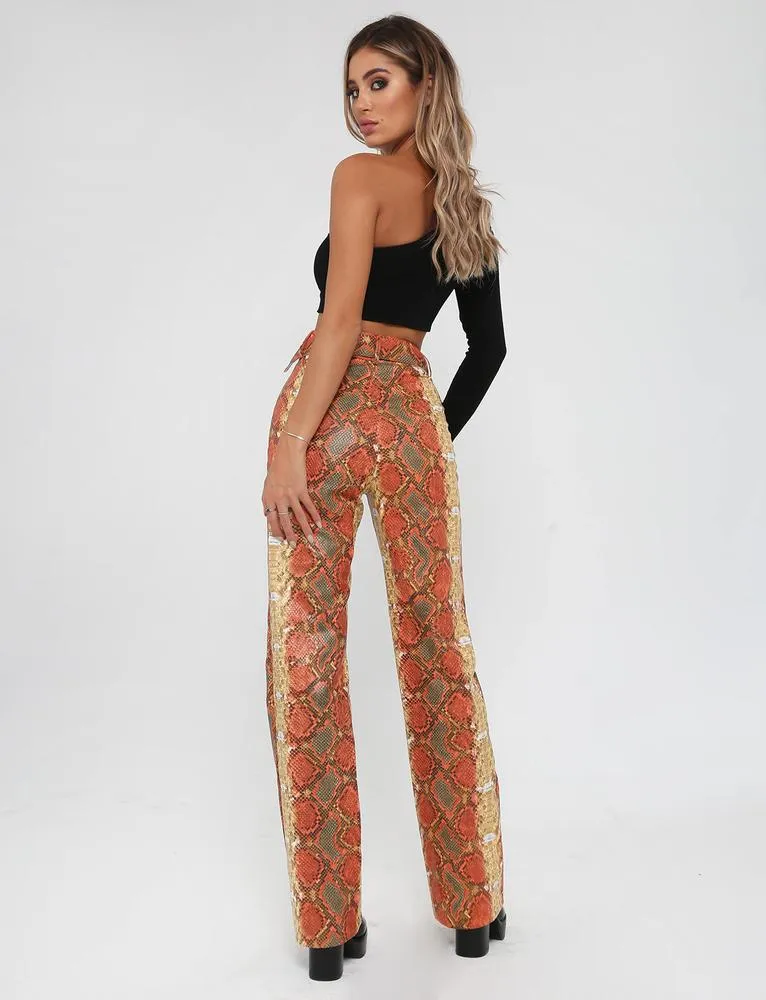 Shiraz Pant - Orange Snakeskin