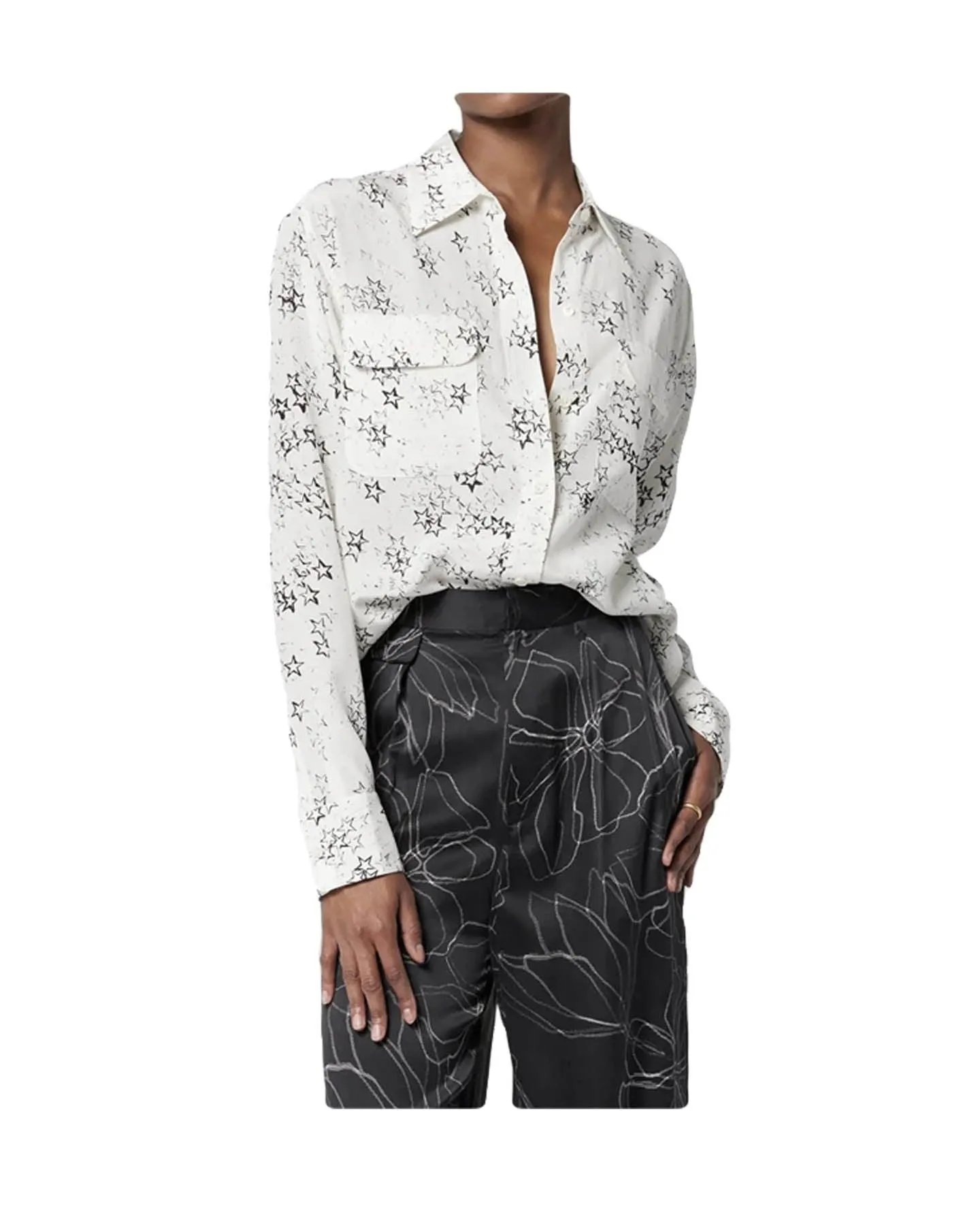 Signature Stary Print Silk Shirt