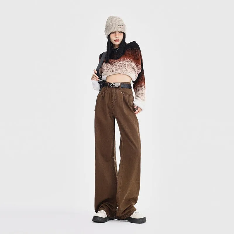 Straight Loose All-match High Waist Wide Leg Pants For Women