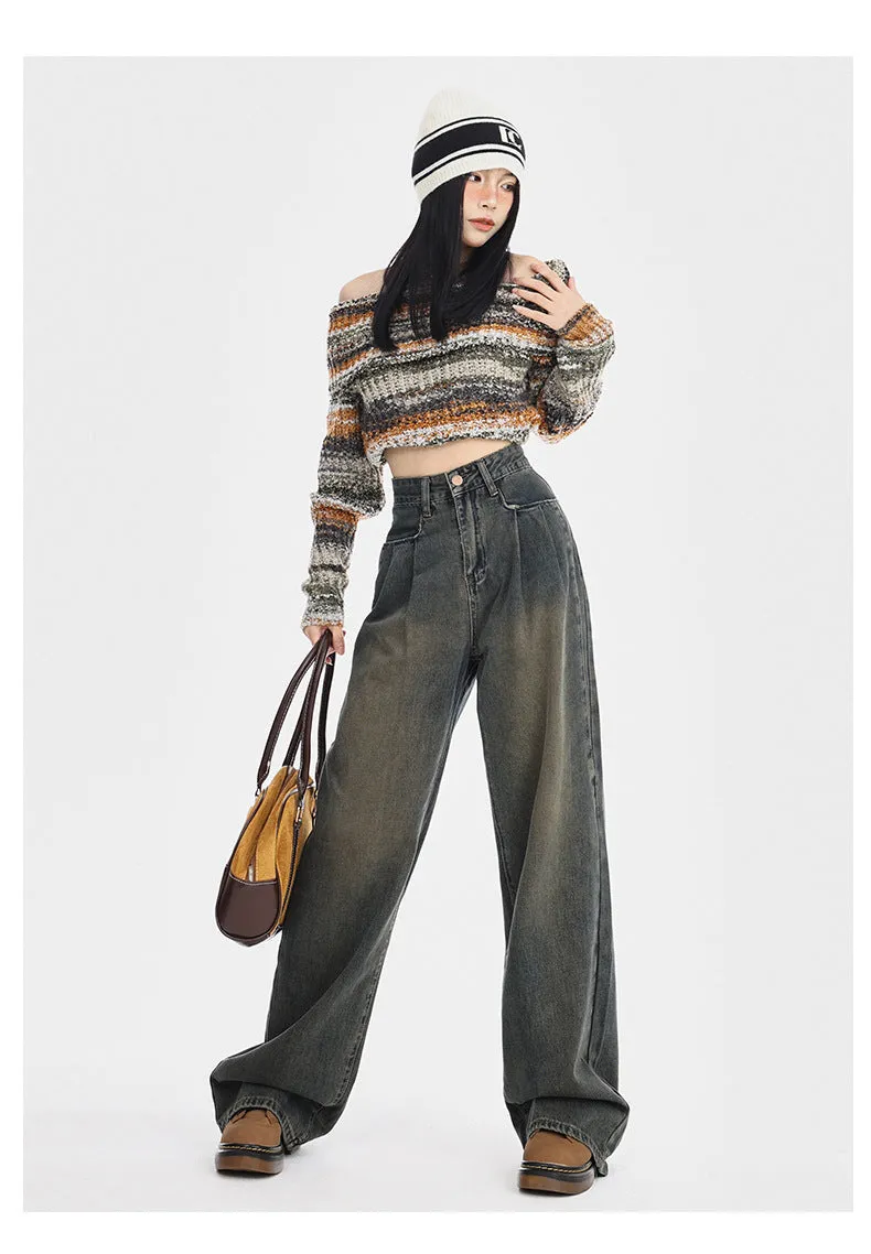 Straight Loose All-match High Waist Wide Leg Pants For Women