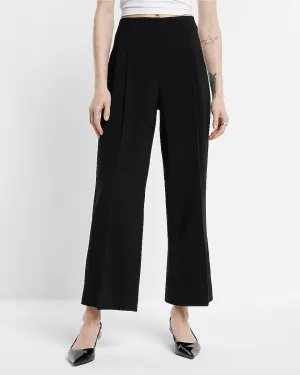 Super High Waisted Pleated Stovepipe Pant in Pitch Black