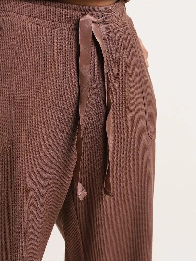 Superstar Brown High-Rise Textured Pants