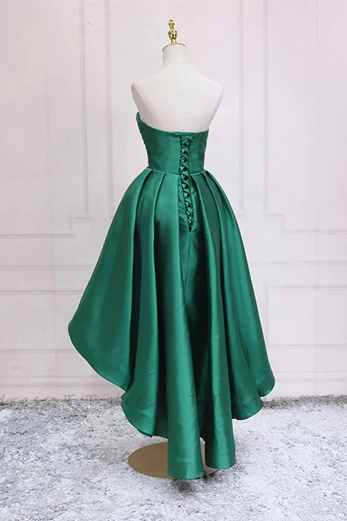 Sweetheart Neck Green High Low Prom Dresses Green High Low Graduation Homecoming Dresses