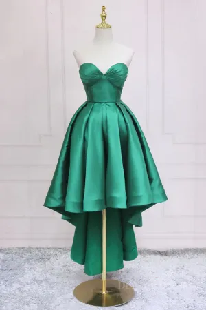 Sweetheart Neck Green High Low Prom Dresses Green High Low Graduation Homecoming Dresses