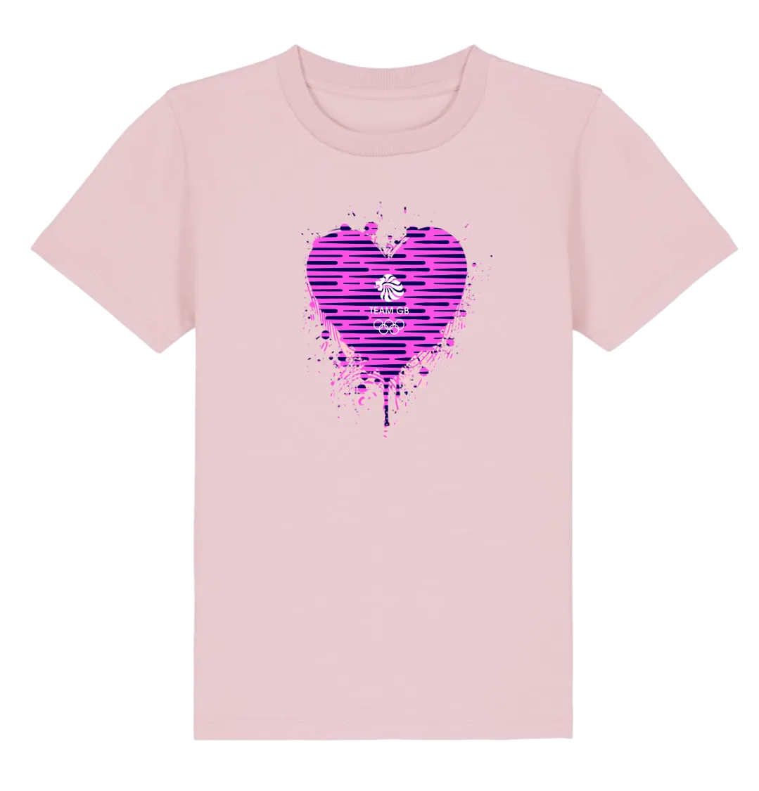 Team GB Kids Heart Graffiti Print T-Shirt Pink