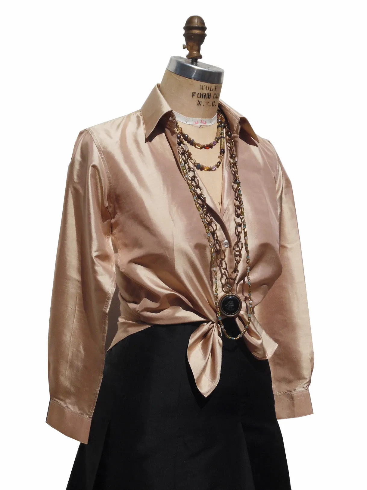 Thai Silk Button Down Shirt Champagne