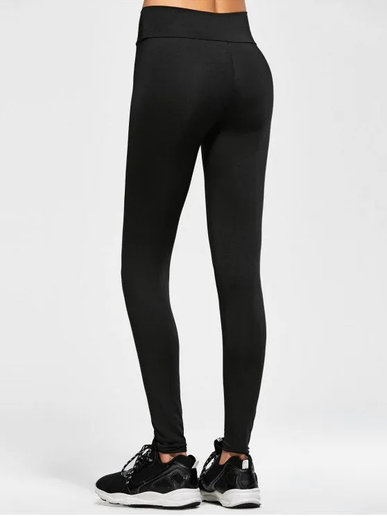 Trendy Elastic Waist Running Leggings