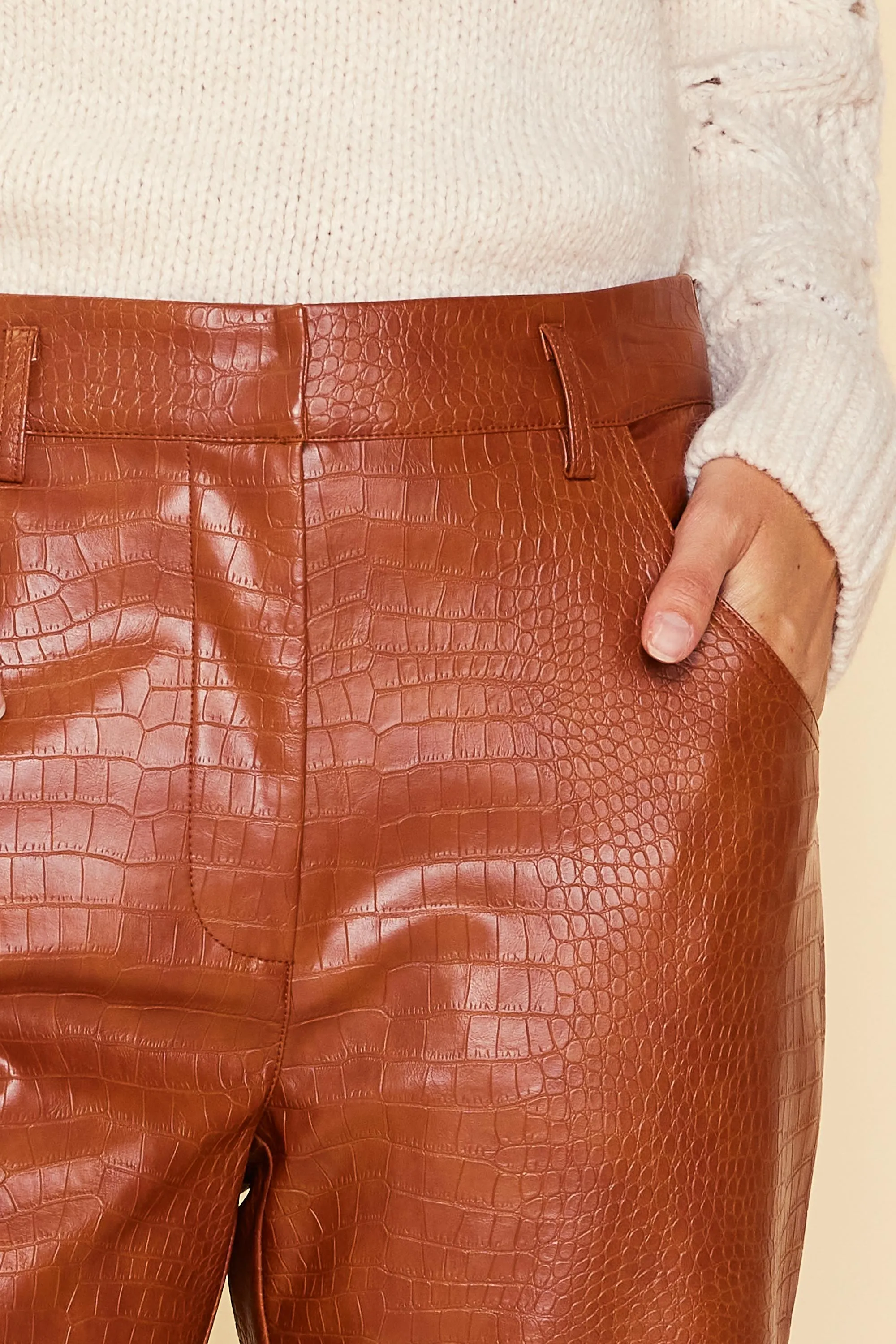 Vegan Leather Camel Pants