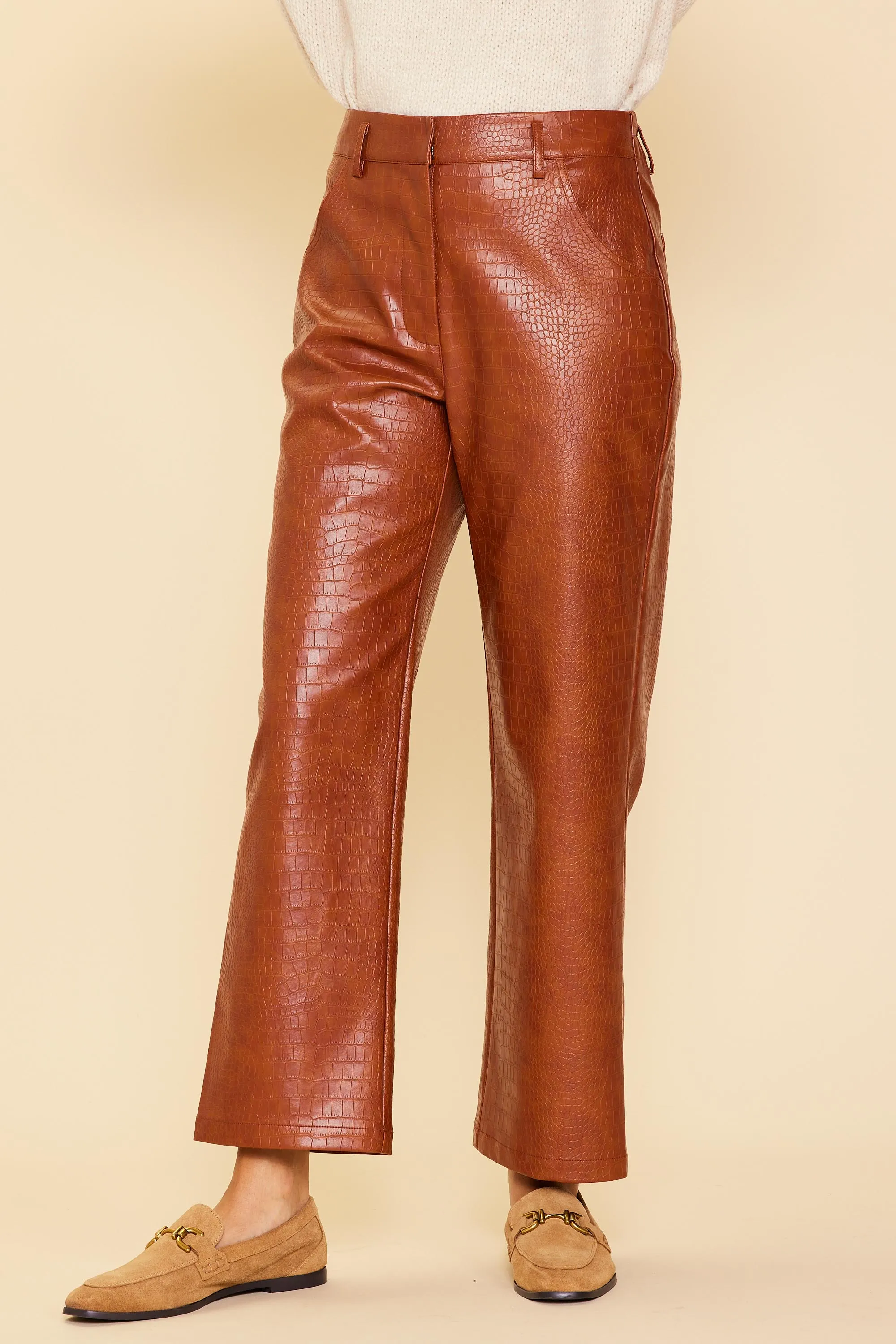 Vegan Leather Camel Pants