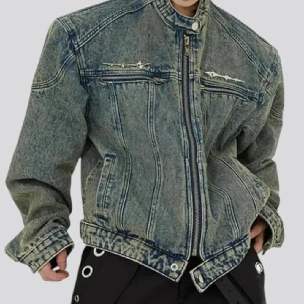 Vintage acid wash men's denim jacket