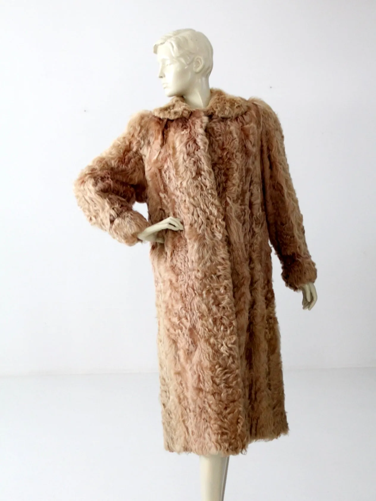 vintage Rhomberg's curly lamb fur coat