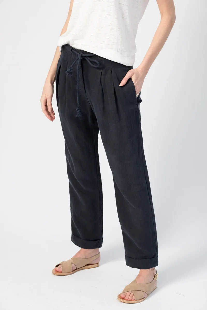 Viola Pleated Trouser Pant in Midnight