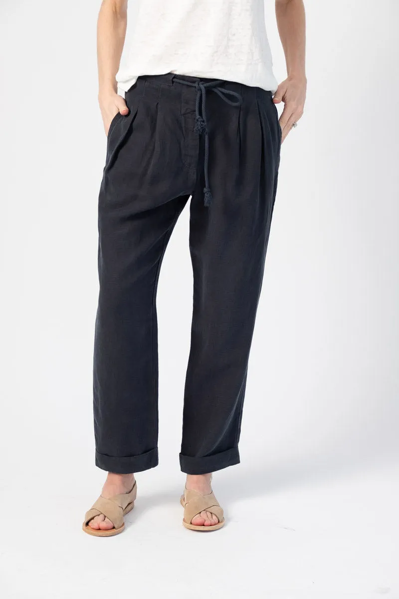 Viola Pleated Trouser Pant in Midnight