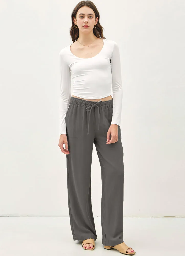 Wide Leg Linen Pants in Charcoal by be cool